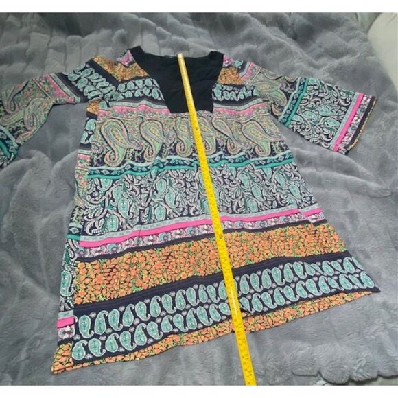 Honey Punch Boho Paisley Tunic Shirt - Multicolor Long Sleeve - Picture 3 of 7
